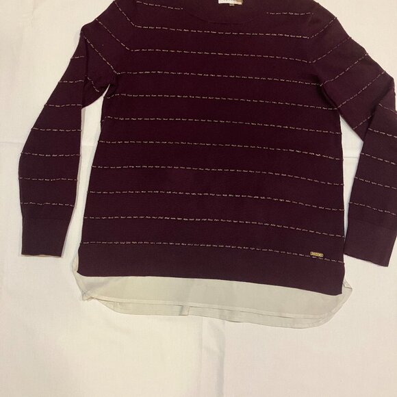Calvin Klein Women Knit Sweater Striped Purple/Gold Size M - Picture 2 of 6